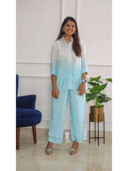 Pink Tree - Blue Silk Embroidered Shirt with Pant Co-Ord