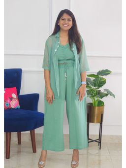 Pink Tree - Green Doriya Bustier with Pant with Jacket