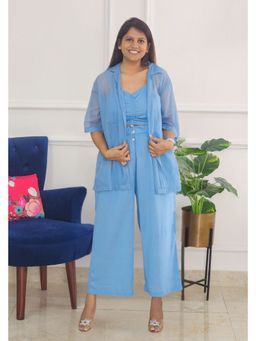 Pink Tree - Blue Doriya Bustier with Pant with Jacket