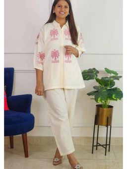 Pink Tree - Off White Khadi Top with Pant