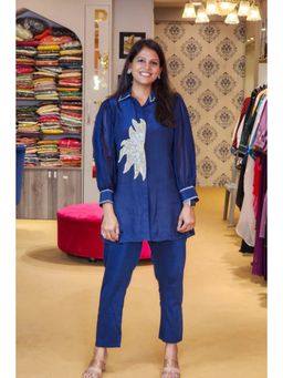 Pink Tree - Navy Blue Crepe Top with Pant