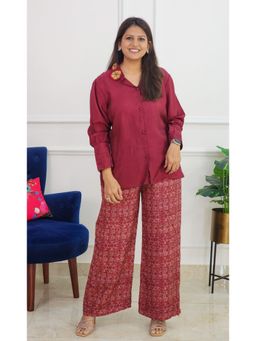 Pink Tree - Maroon Crepe Top with Pant