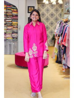 Pink Tree - Pink Silk Thread Work Shirt with Pant Co-Ord