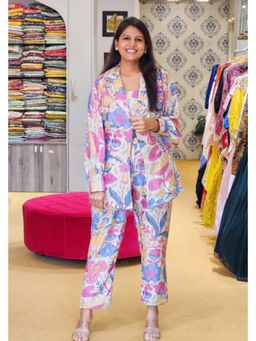 Pink Tree - Multi-Color Muslin Blazer with Inner with Pant