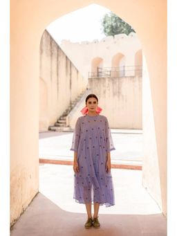 Gulabo Jaipur - Nayn Purple Self Design Doriya Midi Dress