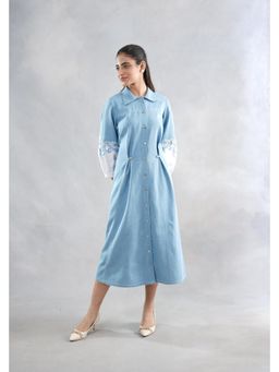 SAKSHI G CHAWLA - Mylah Blue Denim Textured Midi Dress