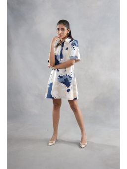 SAKSHI G CHAWLA - Noia Beige Denim Abstract Mini Dress