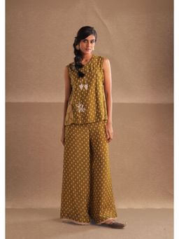 Myoho - Angrakha Top with Peacock Handwork Palazzo