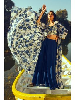 Paulmi & Harsh - Indigo Enara Women Georgette Floral Co-Ord