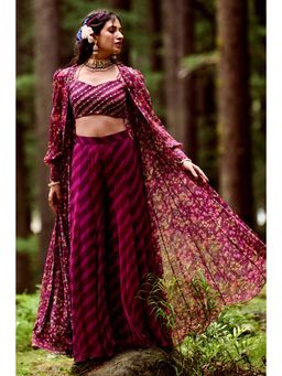 Paulmi & Harsh - Purple Hallie Women Georgette Embroidered Co-Ord