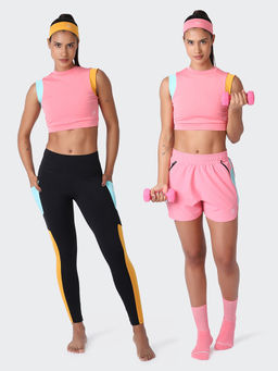 Kica - Set: High Waisted Leggings in SKN, Crop Top and High Waisted Shorts