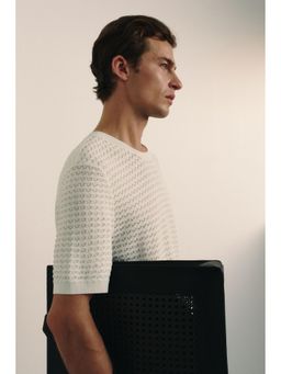 H&M - Men White Slim Fit Knitted T-Shirt