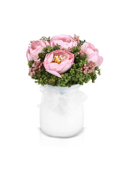 HomeTown - Aura Mulberry Paper Dried Flower Floral Arrangements in Pink Colour By Living Essence