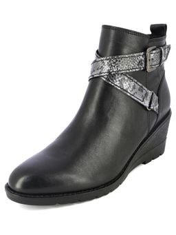 Alberto Torresi - Black Snake Print Wedge Ankle Boots