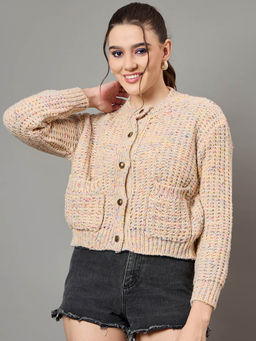 KASMA - Beige Textured Cardigan