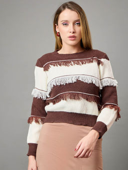 KASMA - Brown & White Pullover Sweater