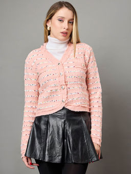 KASMA - Peach Stripes Cardigan