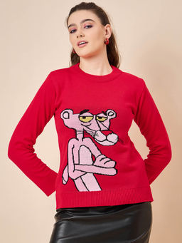 KASMA - Red Printed Pullover Sweater