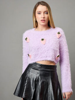 KASMA - Lavender Embroidered Pullover Sweater