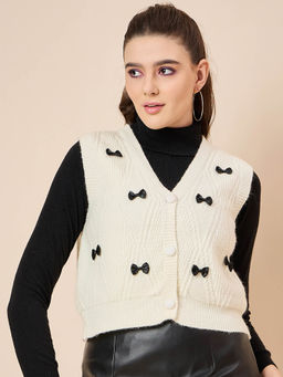 KASMA - Off White Textured Cardigan