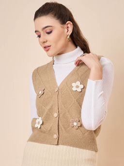 KASMA - Beige Textured Cardigan