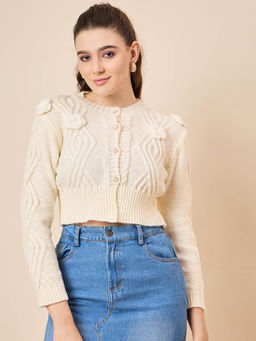 KASMA - Cream Textured Cardigan