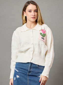KASMA - White Embroidered Cardigan