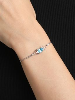 CLARA - 925 Silver Adjustable Rhodium Plated Topaz Swiss Zirconia Bracelet Gift For Women And Girls