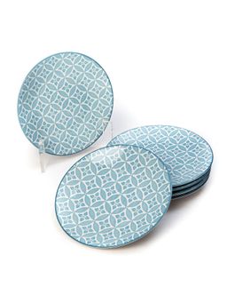 EZ Life - Glazed Light Blue Diamonds (7 5 Inch) Ceramic Dessert Plates Dinnerware Set Of 6