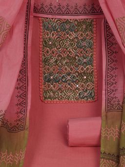 Kami Kubi - Pink Unstitched Suit Set with Double Dyed Dupatta.