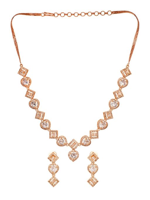 Buy Saraf RS Jewellery Rose gold Toned AD Minimal Necklace