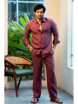 HILO DESIGN - Coastal Muse Maroon Linen Co-Ord Set