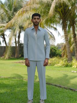 HILO DESIGN - Linear Luxe - Light Blue 4-Way Stretch Co-Ord Set