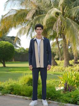 HILO DESIGN - Duo Draft - Navy Blue 4-Way Stretch Co-Ord Set