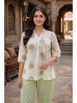 JAIMINI - Women Cotton Printed V-Neck Short Kurti