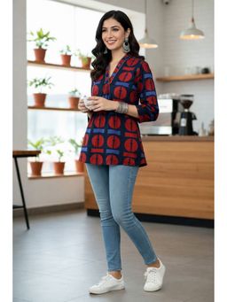 JAIMINI - Women Cotton Printed V-Neck Short Kurti