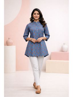JAIMINI - Women Cotton Printed Mandarin Collar Neck Short Kurti
