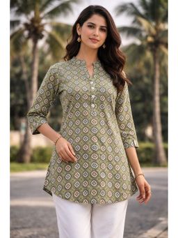 JAIMINI - Women Cotton Printed Mandarin Collar Neck Short Kurti