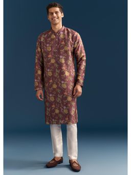 KALKI FASHION - Purple Silk Floral Mirror Embroidery Kurta & Pant