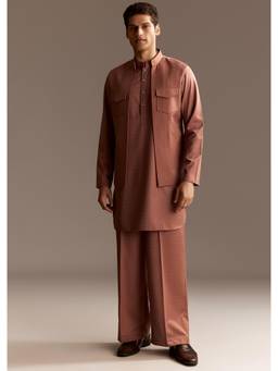 KALKI FASHION - Rust With Kurta With Jacket & Pant