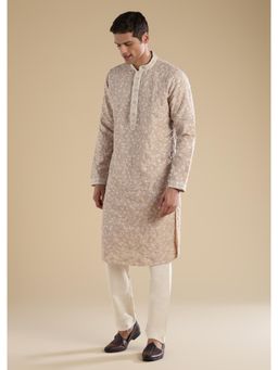 KALKI FASHION - Beige Embroidered Kurta With Pyjama