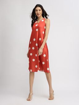 FableStreet - Satin Midi Dress - Rust