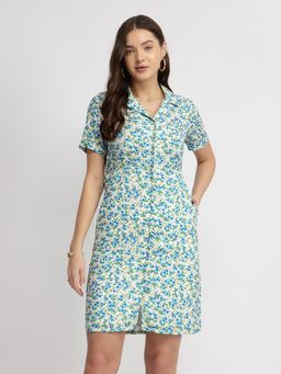 FableStreet - Ditsy Floral Dress - Blue