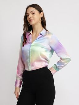 FableStreet - Satin Ombre Shirt - Multi-Color