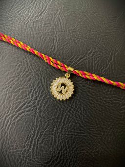 Digital Dress Room - Letter W Name Rakhi Fancy Designs Alphabet Gold Plated Customised Ad Mauli
