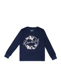 Bodycare - Navy Blue Round Neck Full Sleeves Embellished Sweatshirt