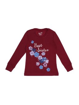 Bodycare - Maroon Round Neck Full Sleeves Graphic Sweatshirt