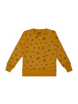 Bodycare - Mustard Round Neck Full Sleeves Printed Sweat Shirt