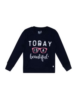 Bodycare - Navy Blue Round Neck Full Sleeves Printed Sweat Shirt