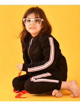 ANTHRILO - Warm Fleece Black Joggers With Side Tape - Black